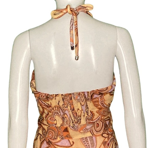 NWT A.L.C. Amina Nude Peach Multi Print Handkerchief Hem Silk Maxi Dress - Sz 6 - Picture 5 of 10